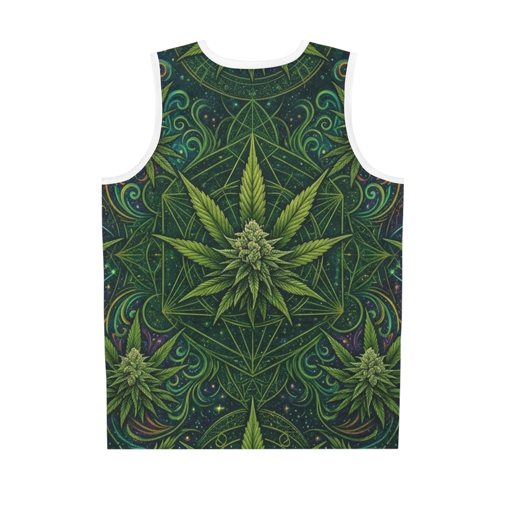 Marijuana Leaf Mandala Basketball Jersey | Psychedelic Cannabis AOP