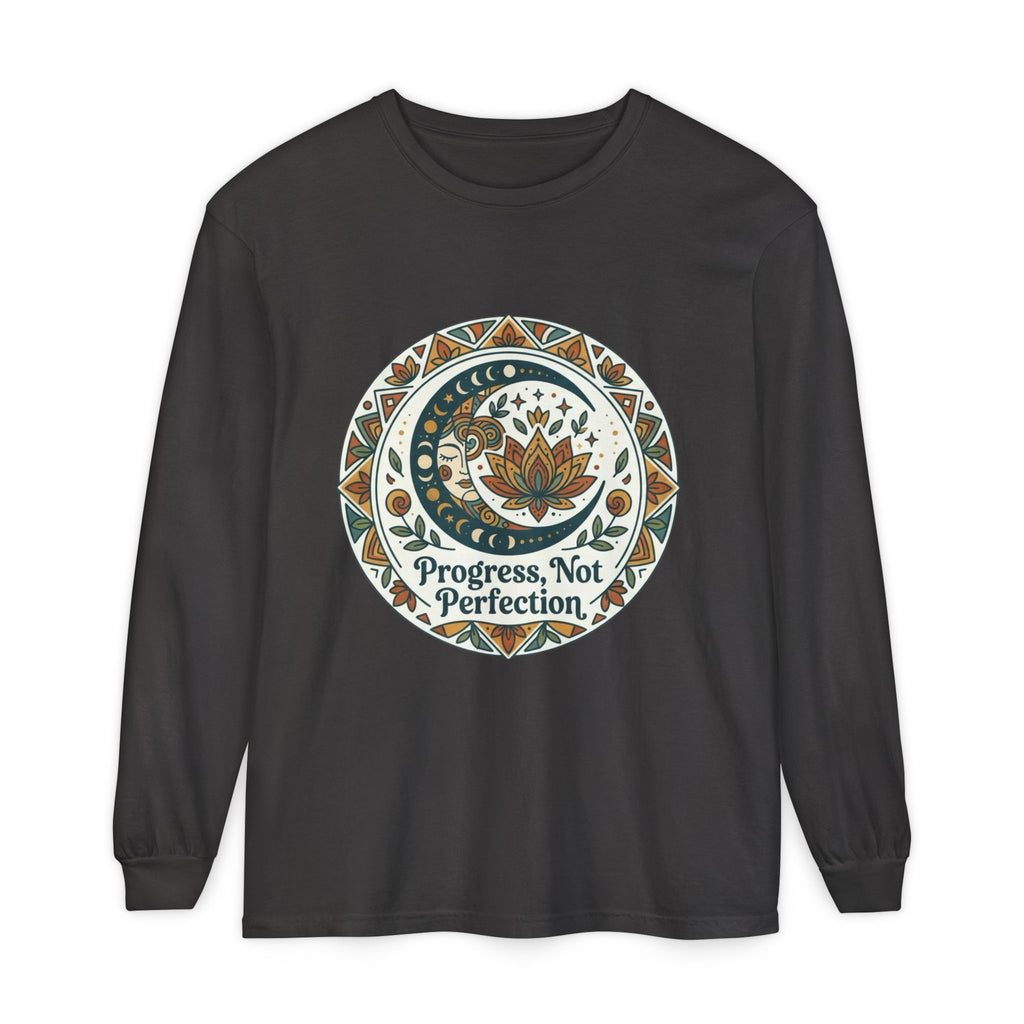 Progress Not Perfection lotus mandala Long Sleeve T-Shirt