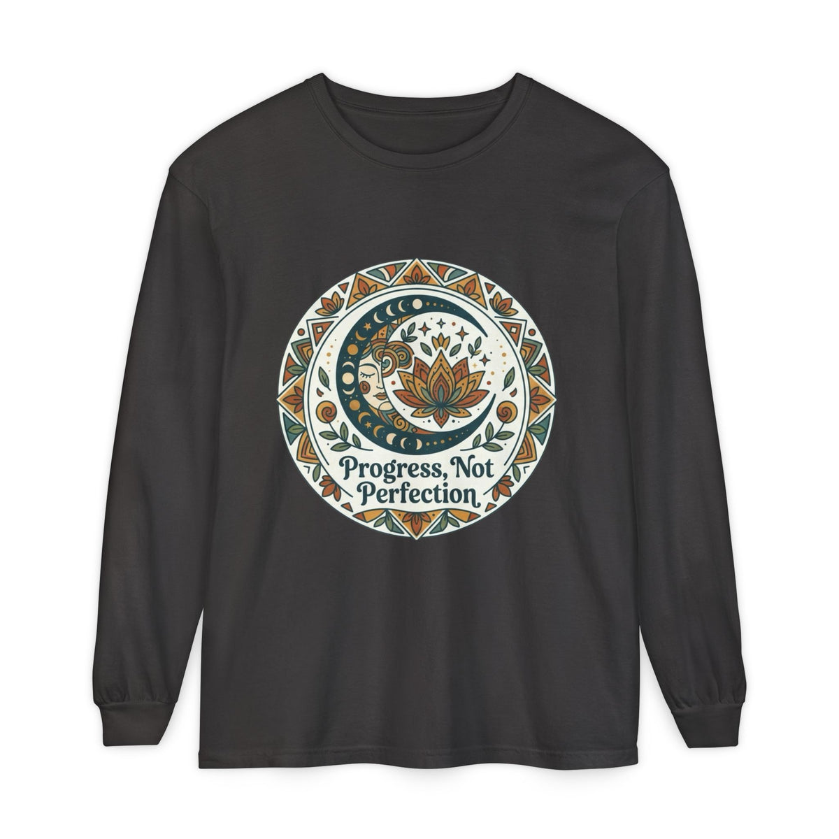 Progress Not Perfection lotus mandala Long Sleeve T-Shirt