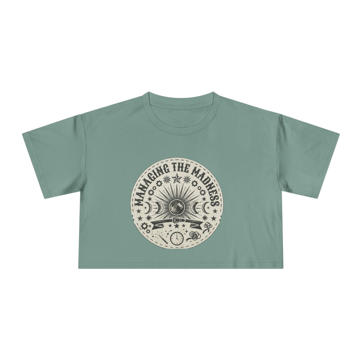 Moon Phases Mandala Crop Tee | Astrological Celestial Design