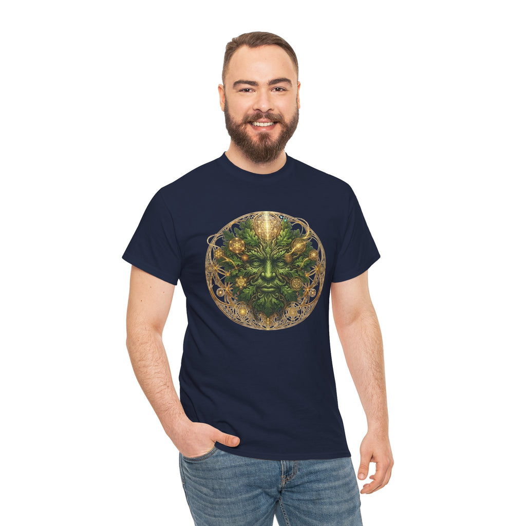 Green Man Face Tee | Celtic Nature Spirit, Burning man festival top, Forest Folklore Shirt