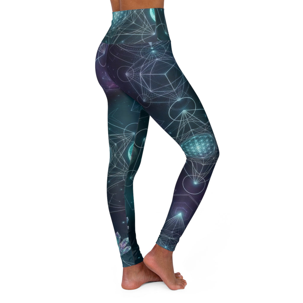 Galaxy Mandala Leggings High Waisted Yoga Leggings | Celestial Geometric Print