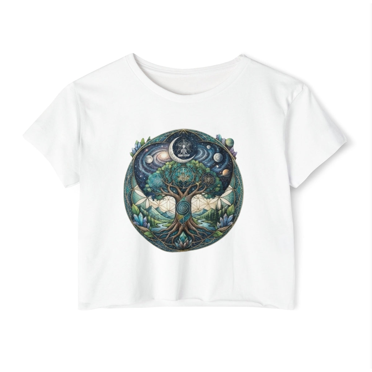 Tree of Life Moon Phases Crop Top | Celestial Nature Festival Tee