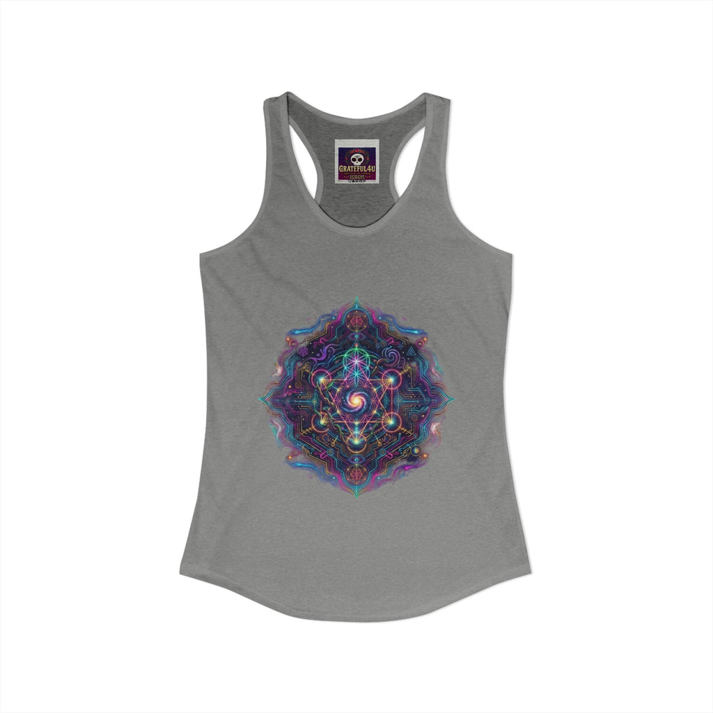 Women's Ideal Racerback Tank, cosmic mandala burning man hippie style