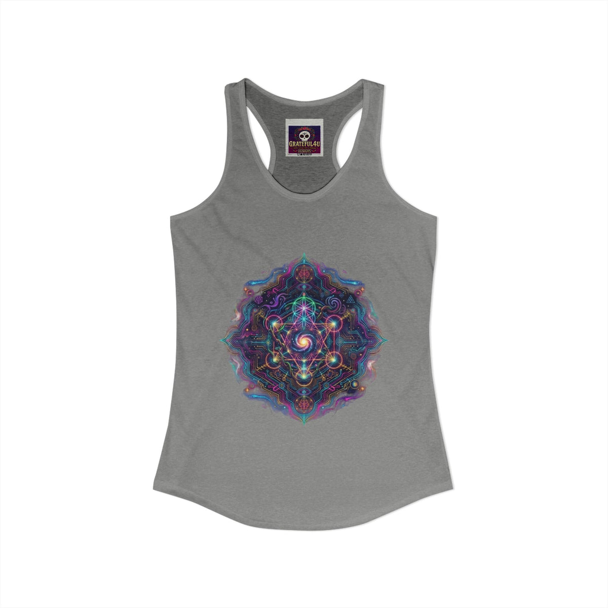 Women's Ideal Racerback Tank, cosmic mandala burning man hippie style