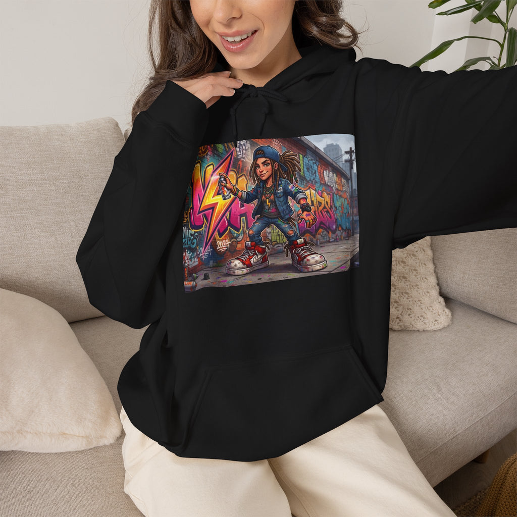 Graffiti Skater Kid Hoodie | Street Art Skateboard Sweatshirt