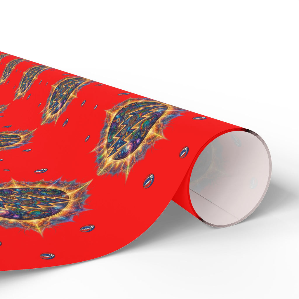 Deadhead Stars Wrapping Paper | Red Holiday Roll, grateful dead inspired