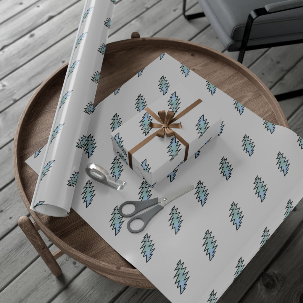 Lightning bolt Deadhead  Pattern Gift Wrap Paper | Grey Holiday Wrapping Paper