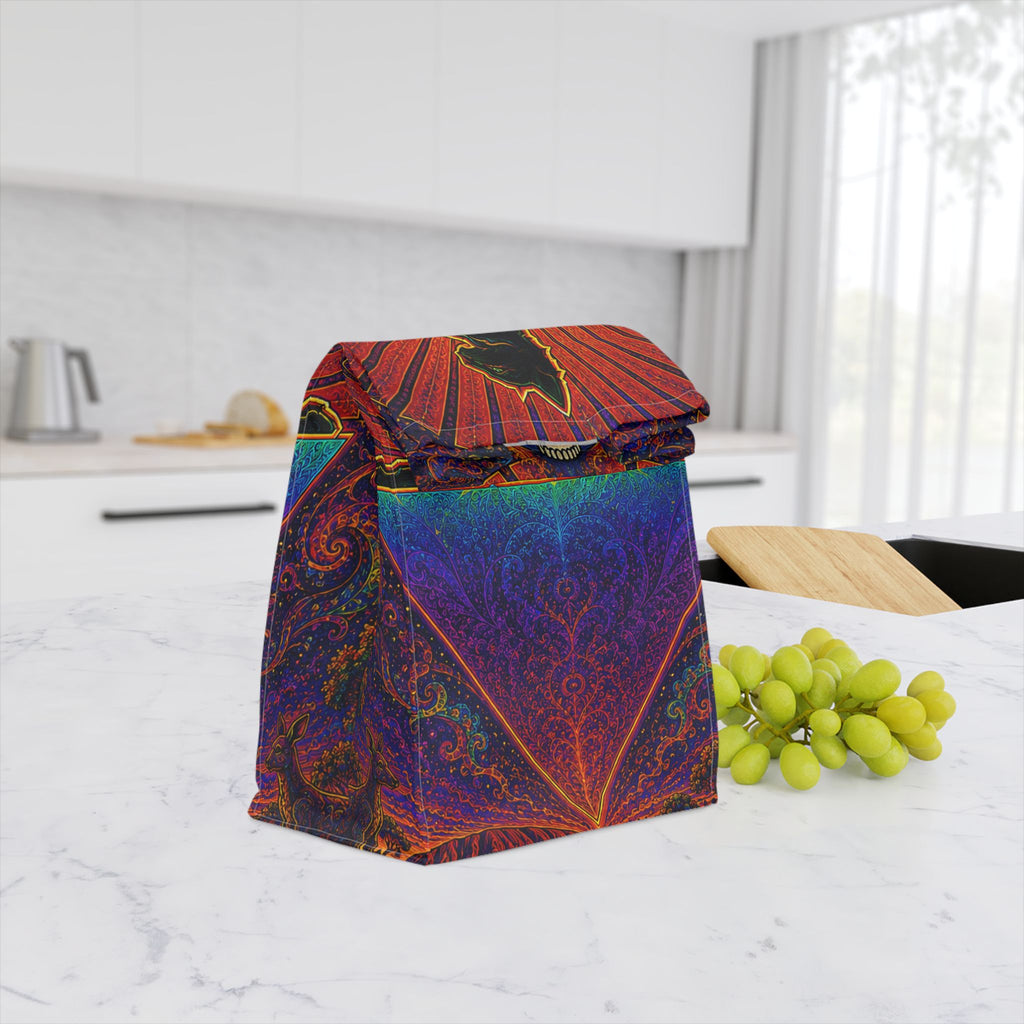 Grateful Dead Cat Silhouette Lunch Bag | Psychedelic Skull Rainbow, gift for a deadhead