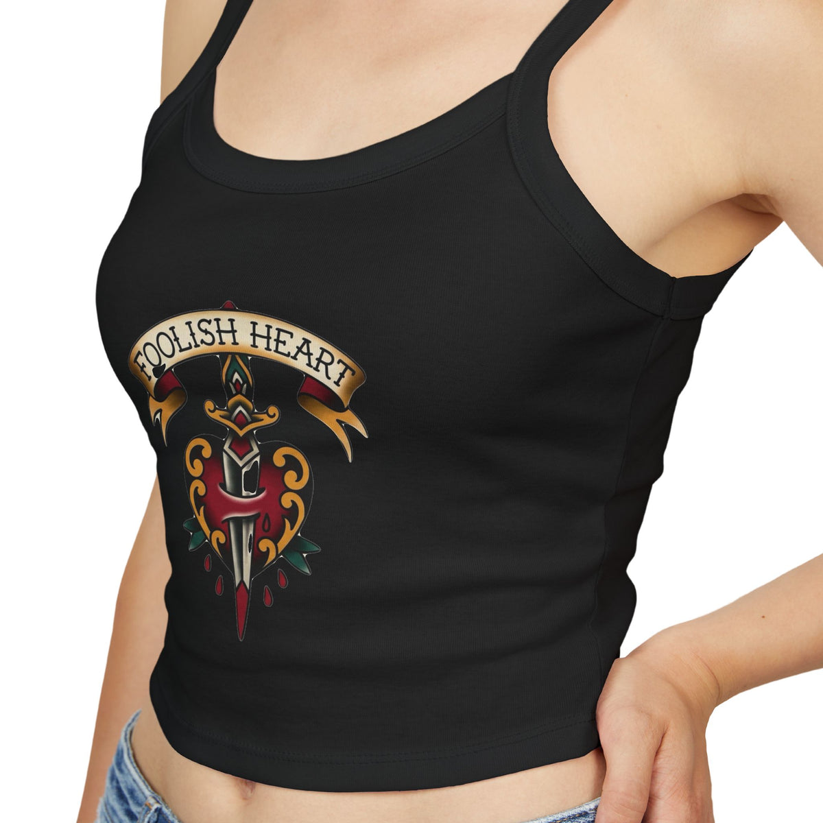 Foolish Heart dagger crest Tank Top | Vintage tattoo style