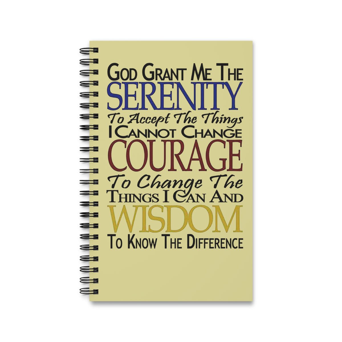 Serenity Prayer Spiral Journal | Inspirational Quote Notebook