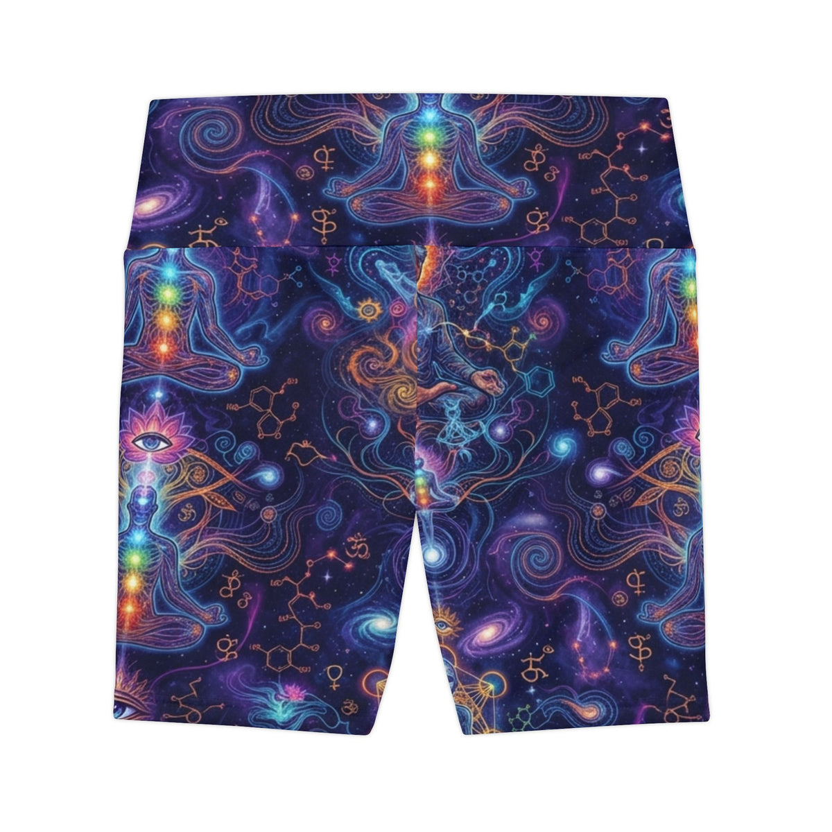 Psychedelic Chakra Meditation Workout Shorts | High Waisted All Over Print Yoga Biker Shorts