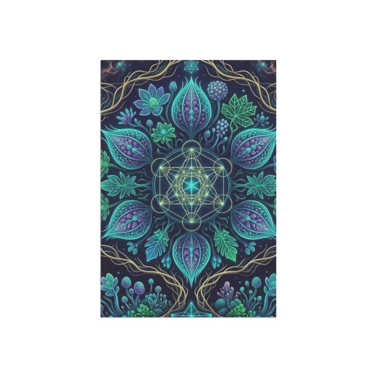 Botanical Mandala Garden Banner | House Flag, Floral Geometric Design