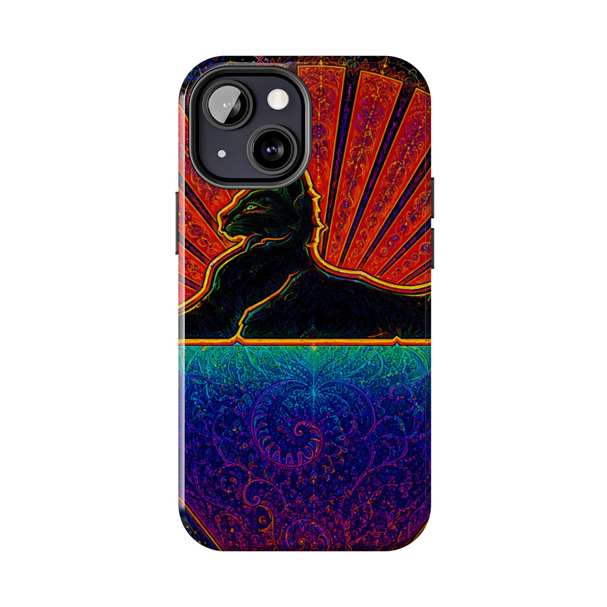 Grateful Dead Cat Sunset Phone Case | Psychedelic Skull, Rainbow Landscape