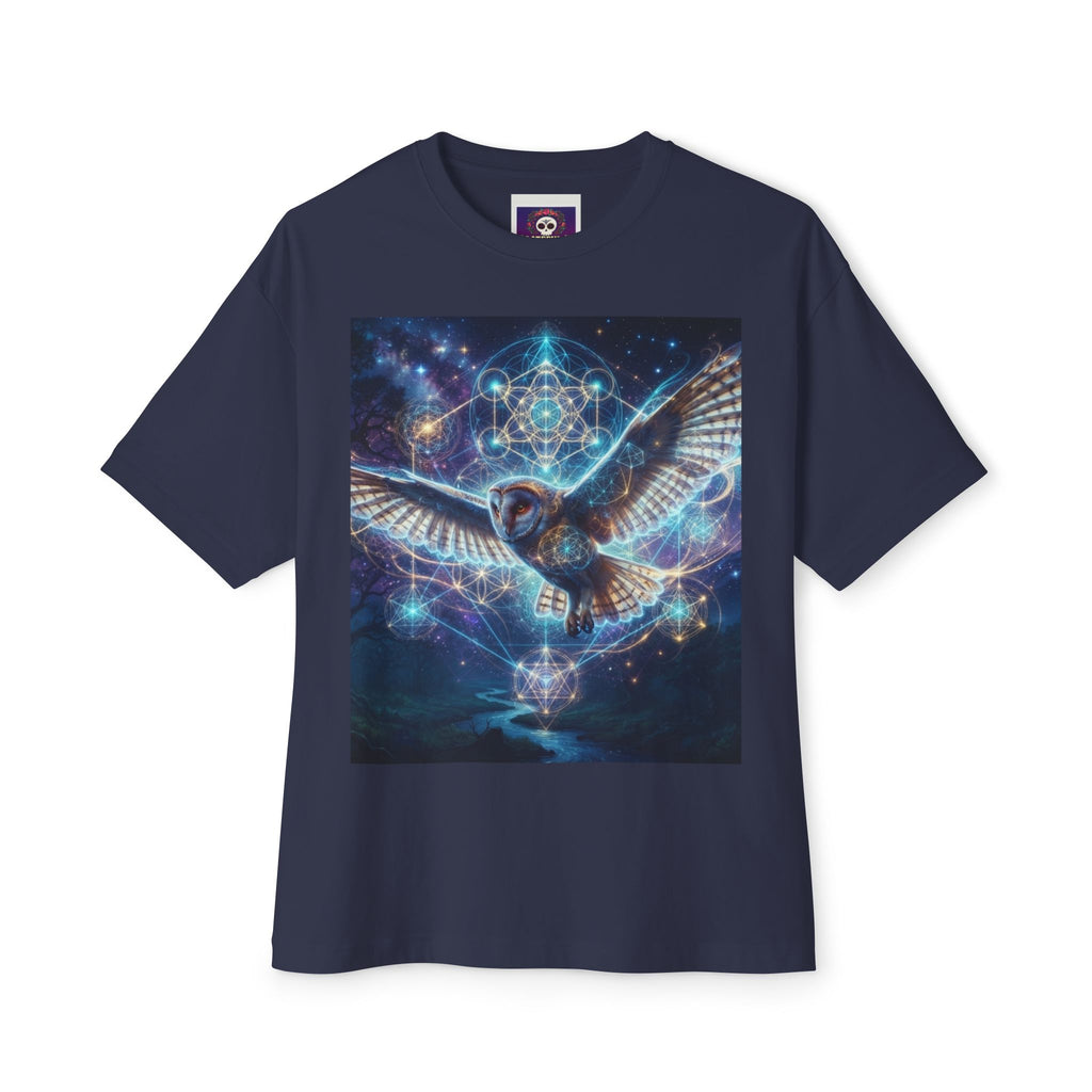 Celestial Owl Flight Tee | Sacred Geometry Night Sky