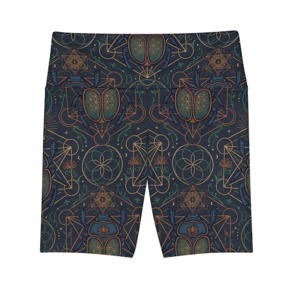 Geometric Scarab Pattern Shorts | Mystic Symmetry Workout Shorts