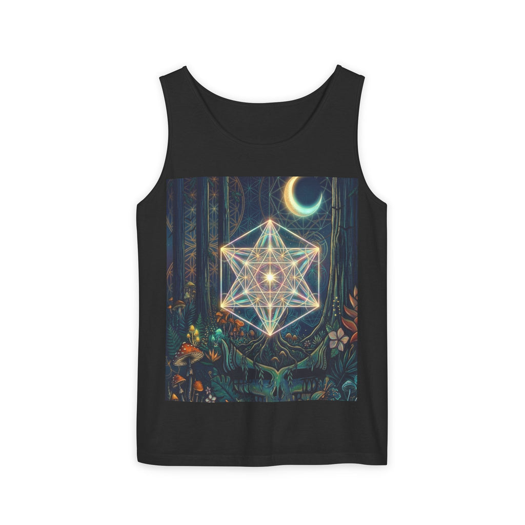 Sacred Geometry Star Metatron Design Tank Top | Moonlit Forest Pattern