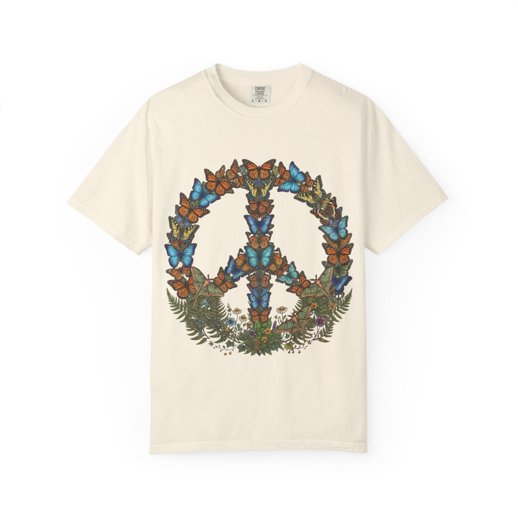 Butterfly Peace Sign T-Shirt | Floral Peace Symbol Tee