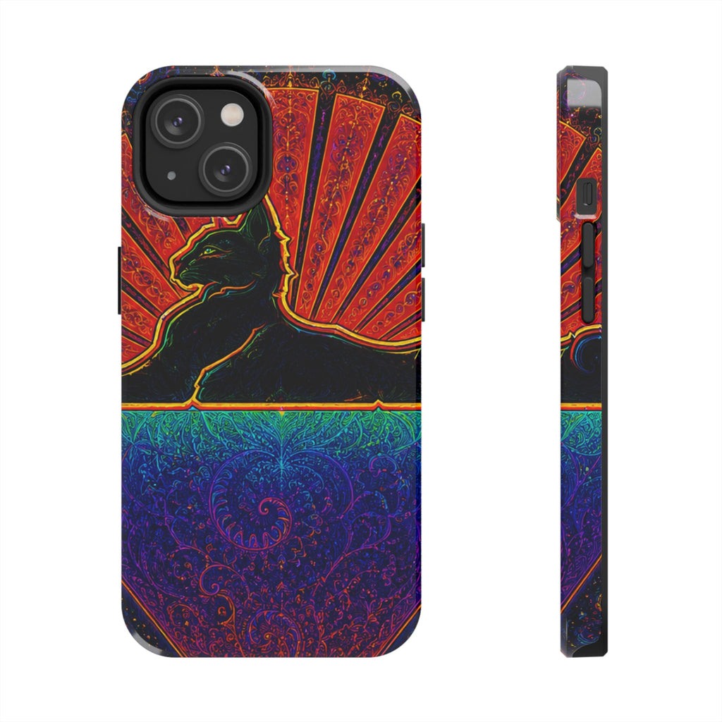 Grateful Dead Cat Sunset Phone Case | Psychedelic Skull, Rainbow Landscape