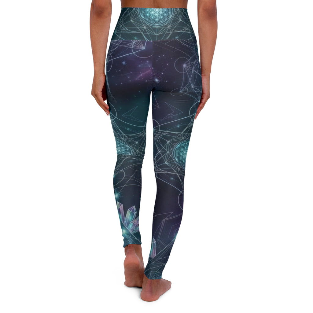 Galaxy Mandala Leggings High Waisted Yoga Leggings | Celestial Geometric Print