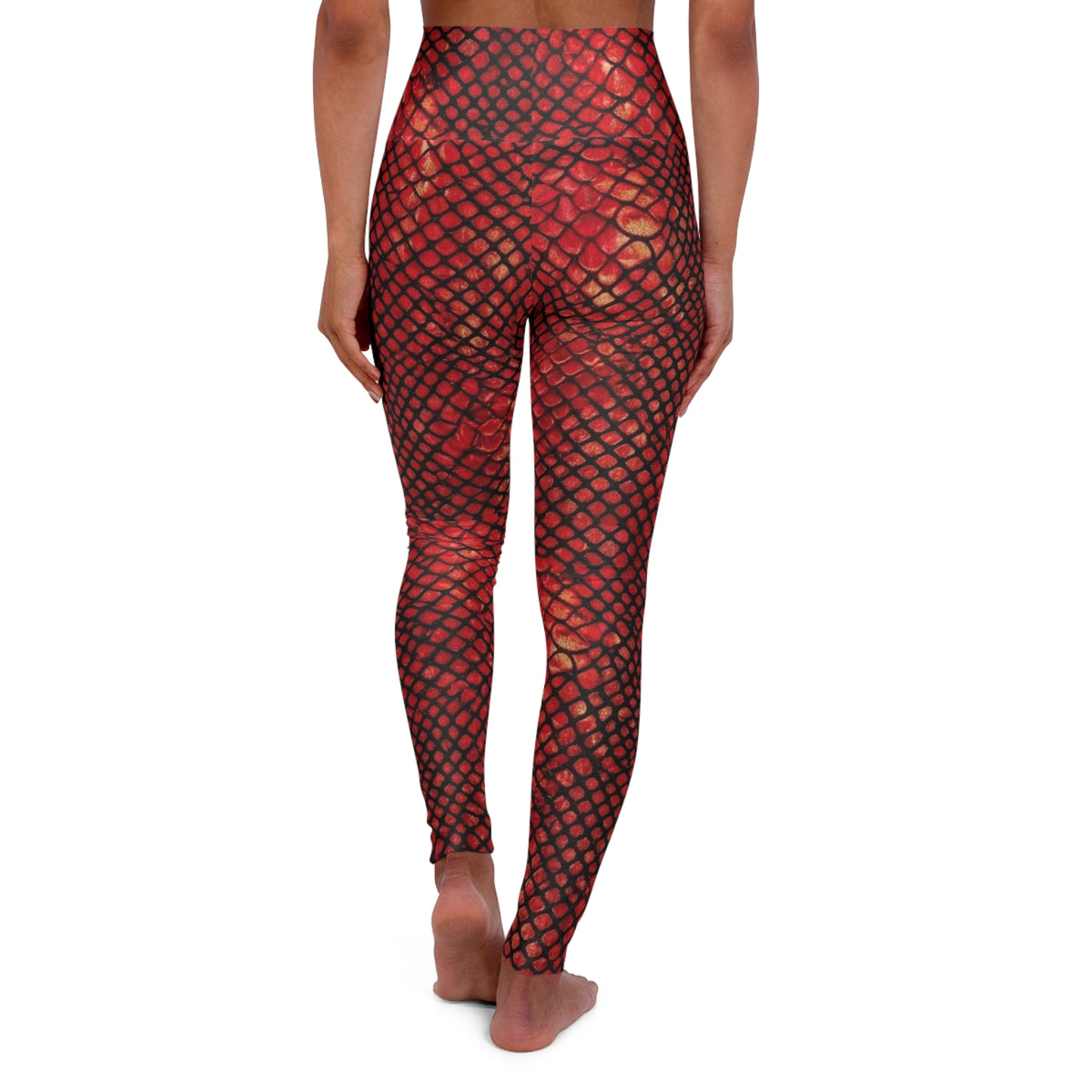 Red Snake Scale Print High Waisted Yoga Leggings, AOP, EDC, Burning Man Festival, Coachella, Halloween, Deadhead, Festival concert goer