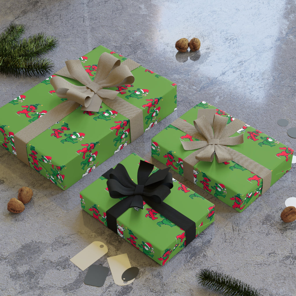 Wrapping Paper, Grateful Dead Christmas Bears, Holiday Gift Wrap Roll, Festive Gift Wrapping, Unique Wrapping Paper, Music Lover Gift Wrap,