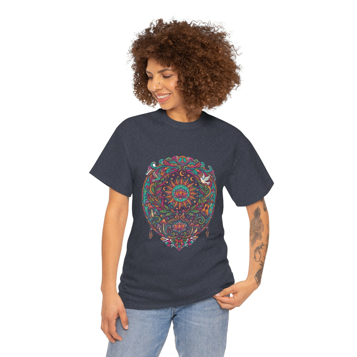 Colorful Floral Mandala T-Shirt | Boho Psychedelic Floral Tee