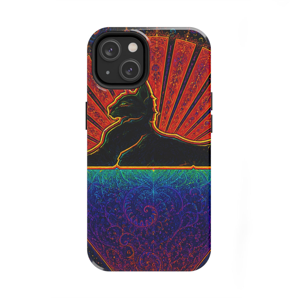 Grateful Dead Cat Sunset Phone Case | Psychedelic Skull, Rainbow Landscape