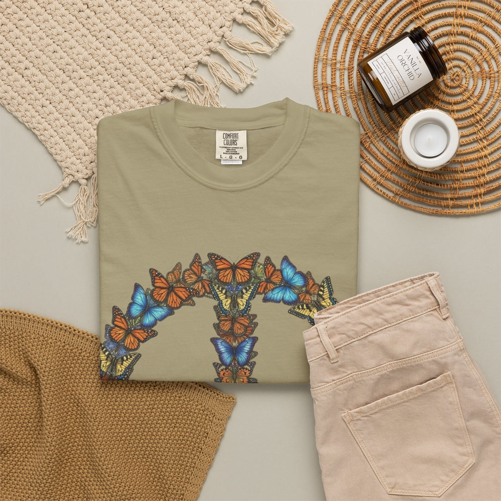 Butterfly Peace Sign T-Shirt | Floral Peace Symbol Tee