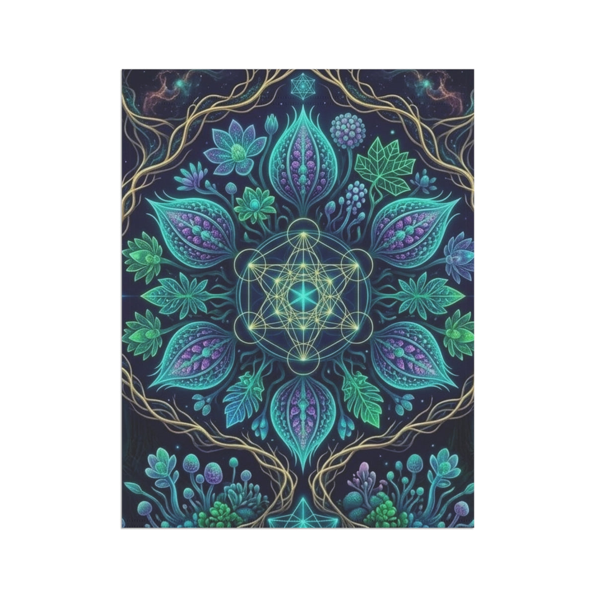 Botanical Mandala Garden Banner | House Flag, Floral Geometric Design