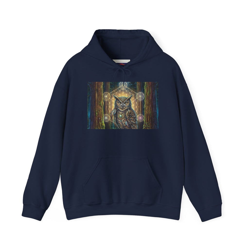Mystical Owl Illustration Hoodie | Night Forest Owl Art, Spiritual Boho Style