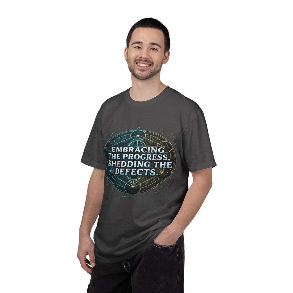 Embracing the Progress Shedding the Defects T-Shirt | Inspirational Typography Recovery , AA NA Sobriety Gift Apparel