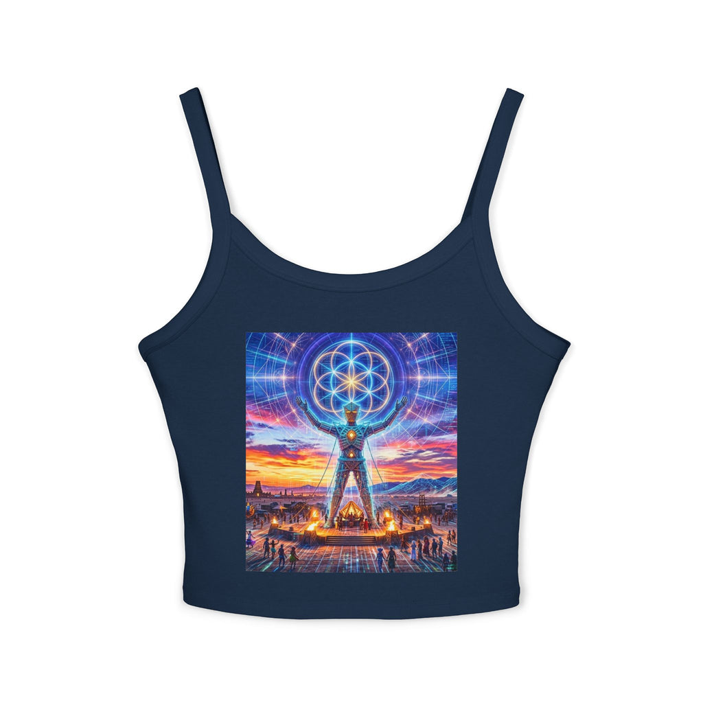 Cosmic Visionary Figure tank top | Sacred Geometry Sunset