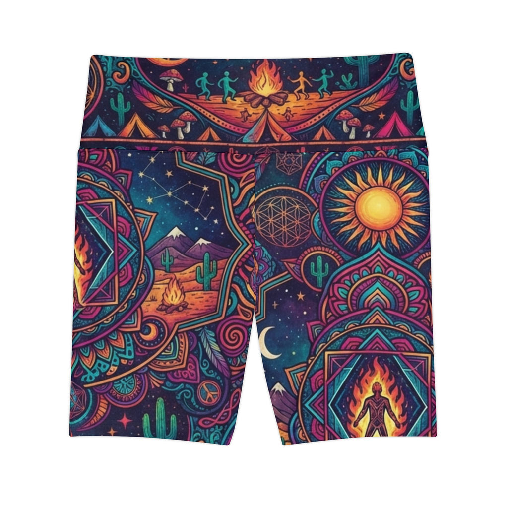 Mystical Celestial Desert Mandala Workout Shorts