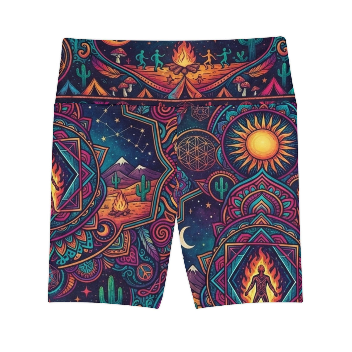 Mystical Celestial Desert Mandala Workout Shorts