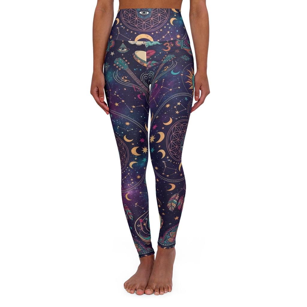 Celestial Moon & Mandala Leggings High Waisted Yoga Leggings | Cosmic Yoga Pants