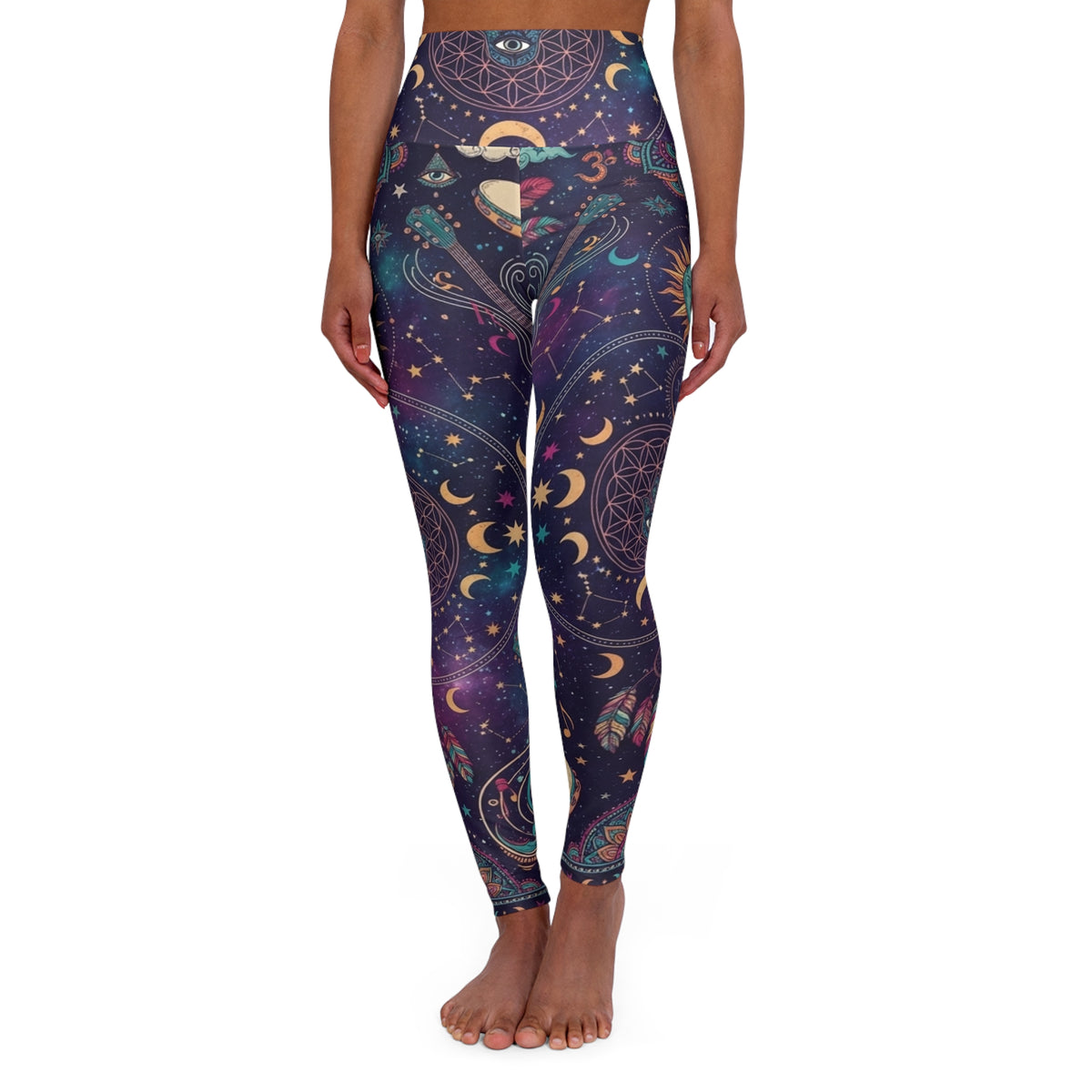 Celestial Moon & Mandala Leggings High Waisted Yoga Leggings | Cosmic Yoga Pants