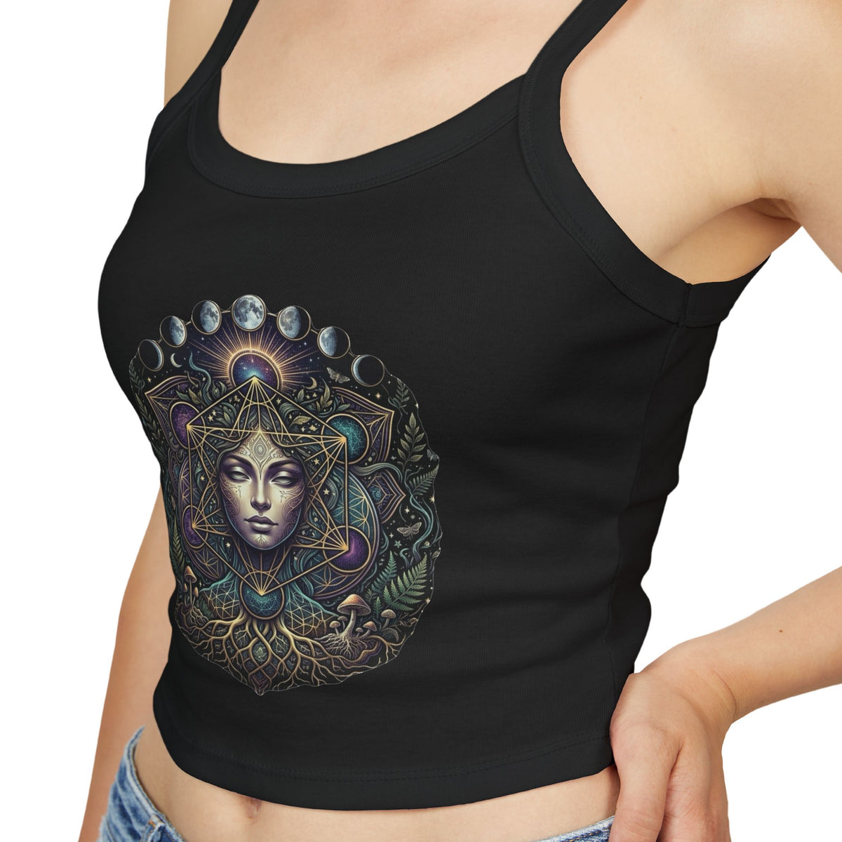 Mystic Goddess Moon Phases Tank Top | Spiritual Celestial Art