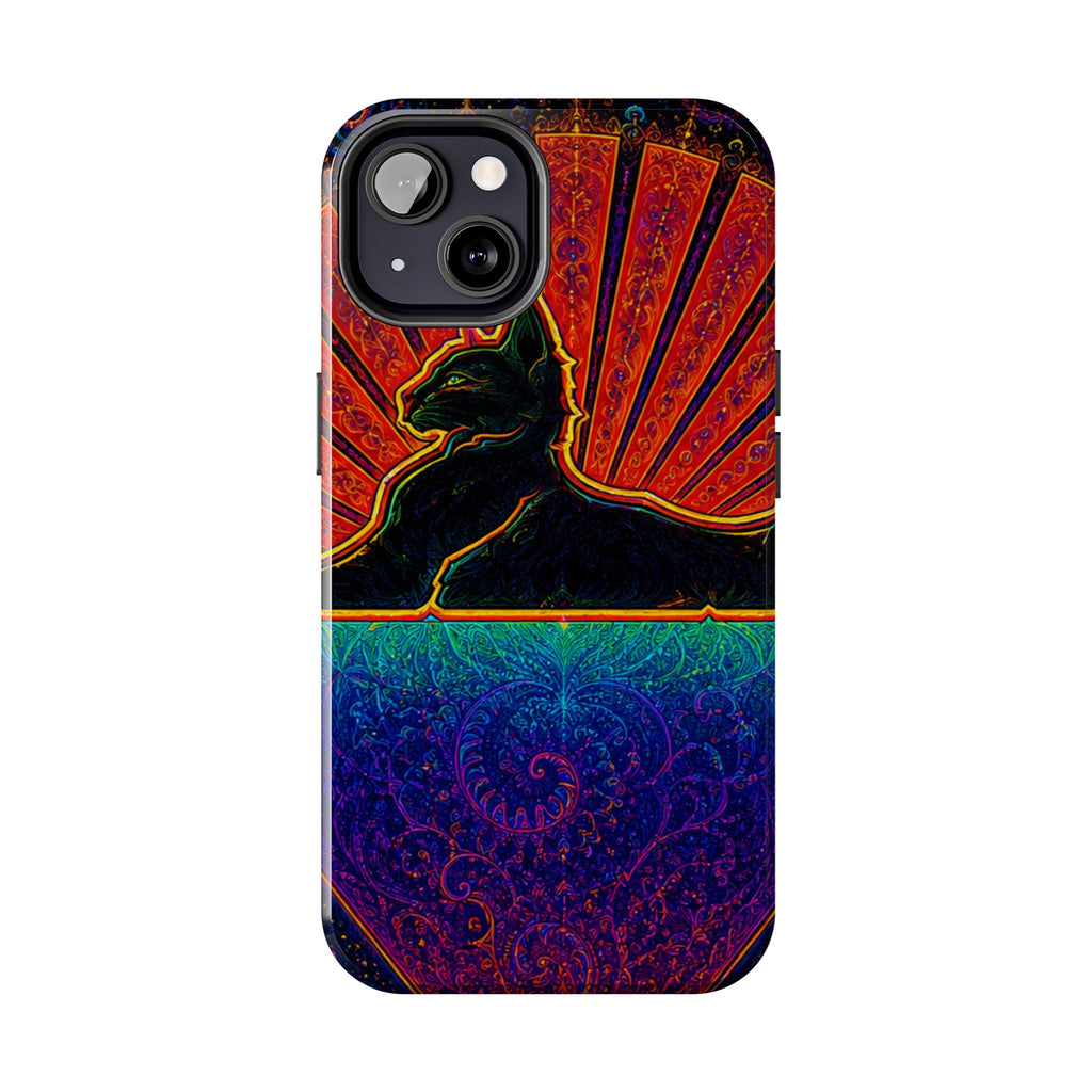 Grateful Dead Cat Sunset Phone Case | Psychedelic Skull, Rainbow Landscape
