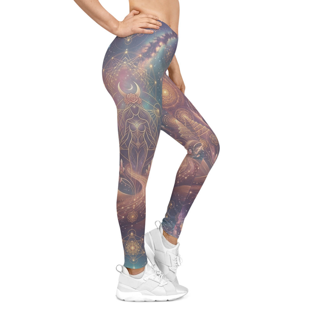 Celestial Sacred Geometry Leggings | Cosmic Moon AOP