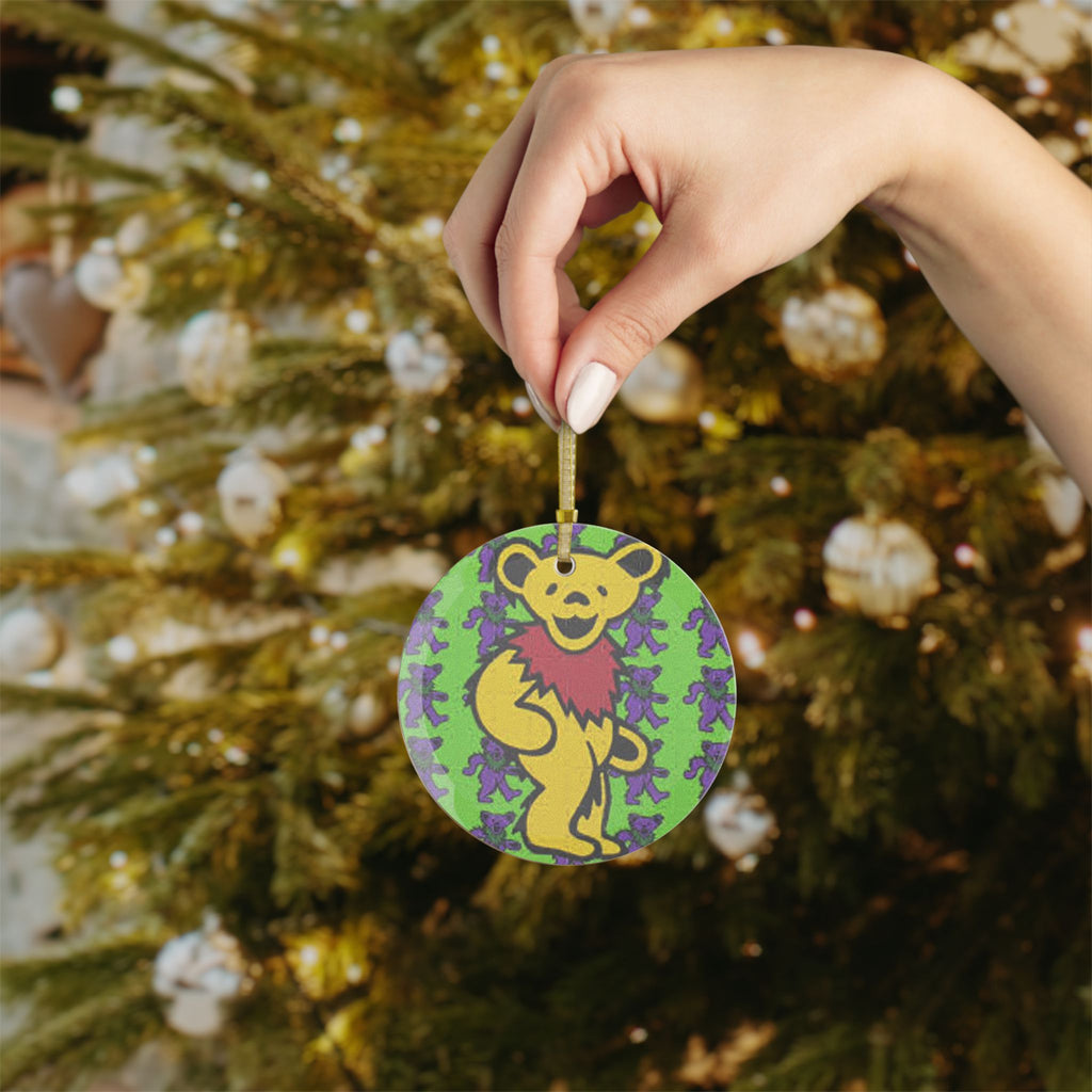 Grateful, dead bear, blotter, Glass Ornaments