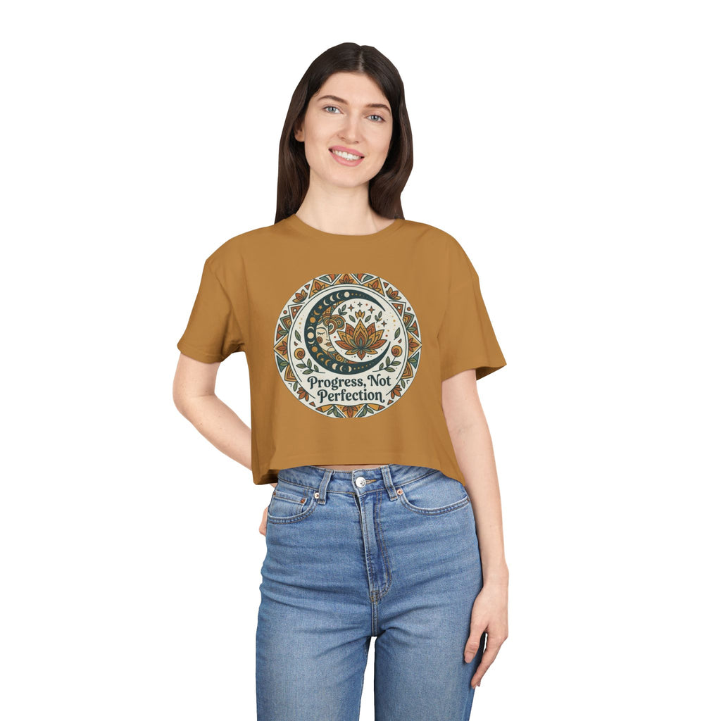 Progress Not Perfection Floral Mandala Crop Tee
