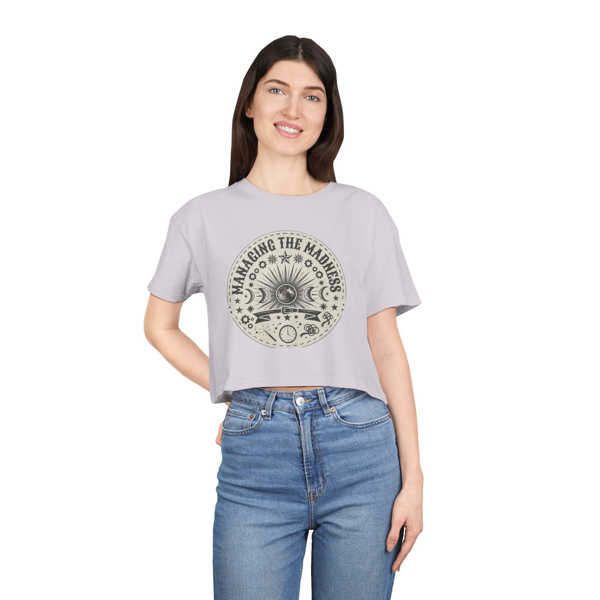 Moon Phases Mandala Crop Tee | Astrological Celestial Design