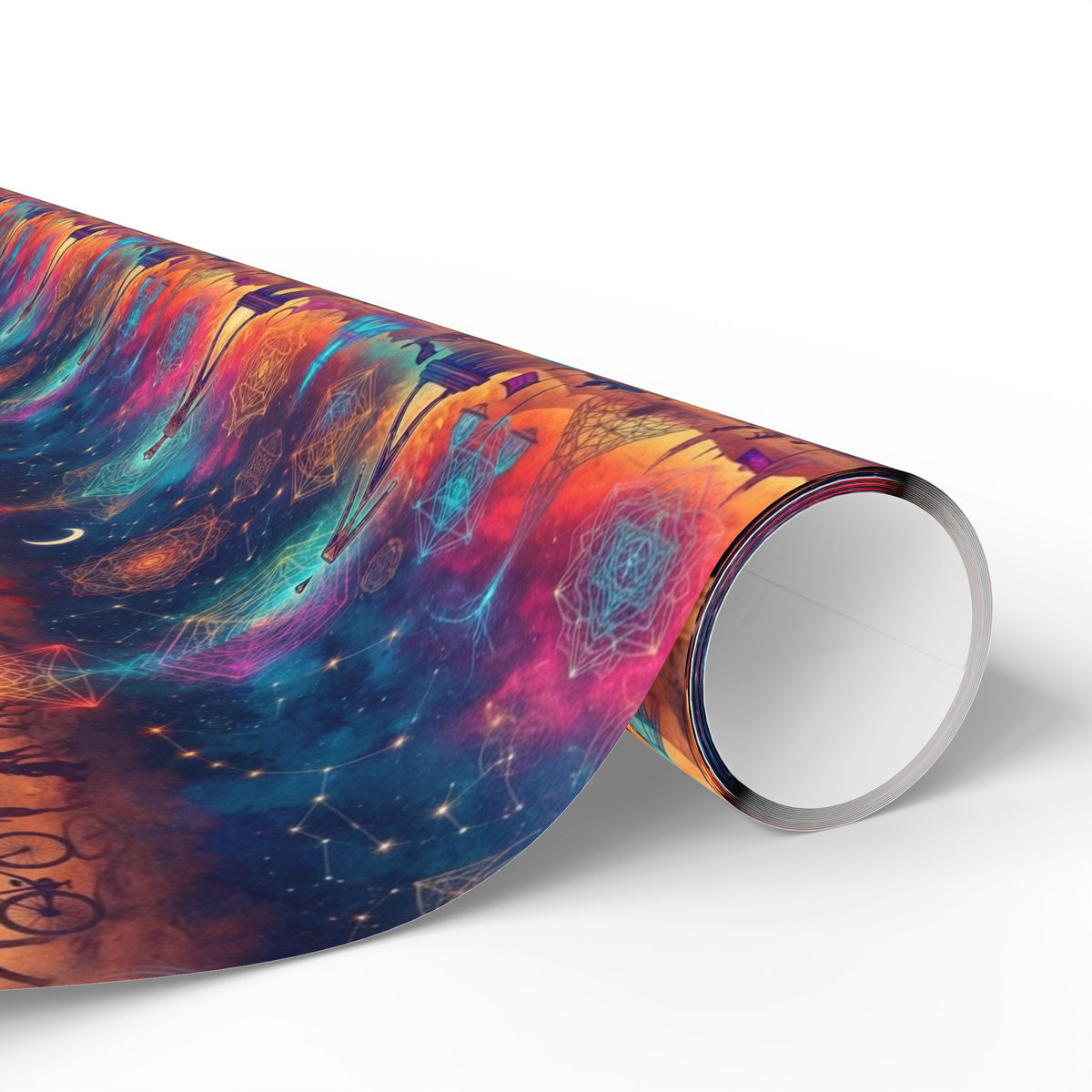 Mystical playa  Pattern Wrapping Paper | Celestial Feathers, Boho Gift Wrap
