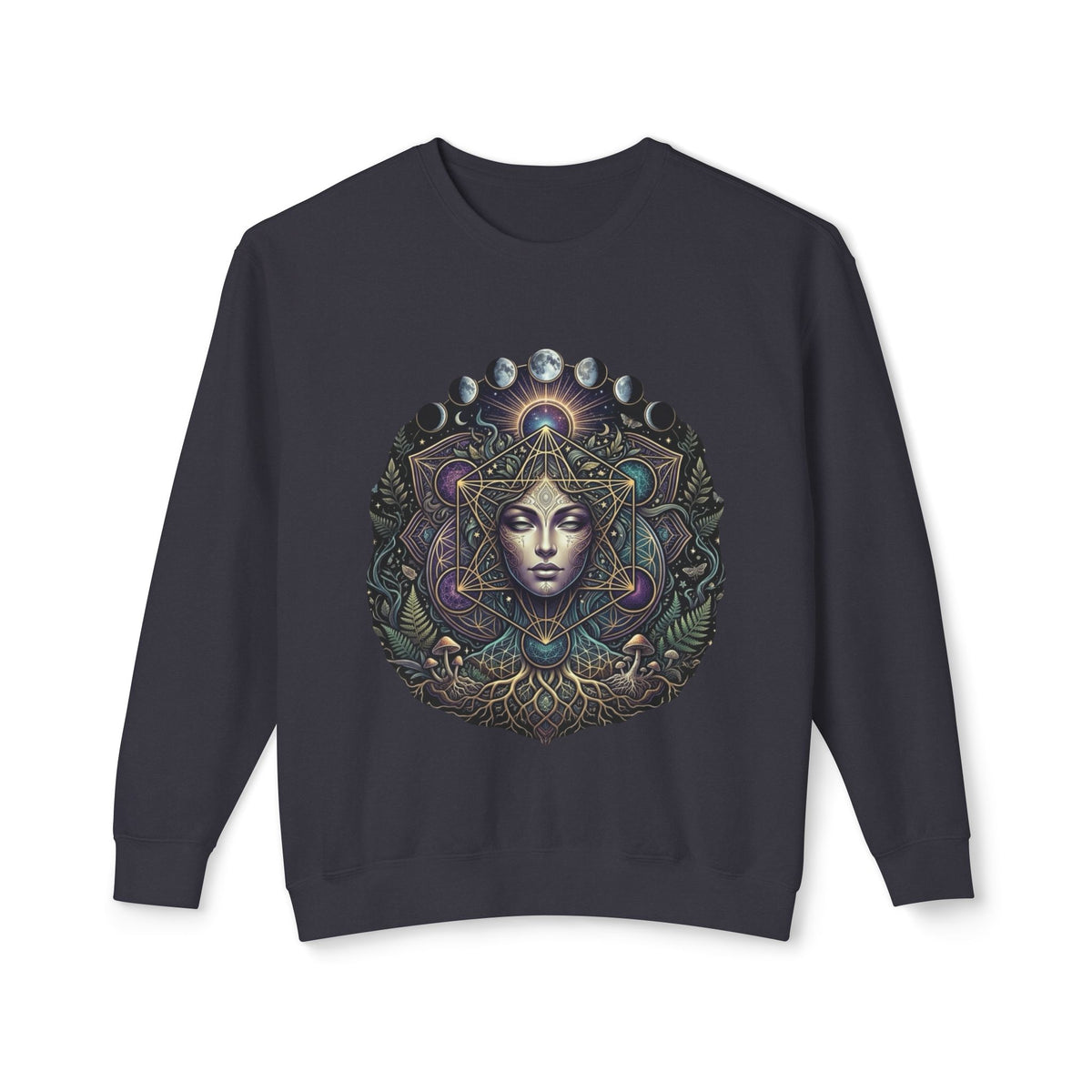 Mystic Goddess Mandala sweatshirt | Celestial Face Art, Spiritual Boho, Burning Man Art, Deadhead Art