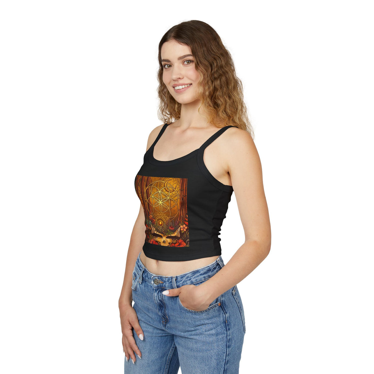 Mystic Skull Floral Mandala Tank Top | Boho Forest Spiritual Art