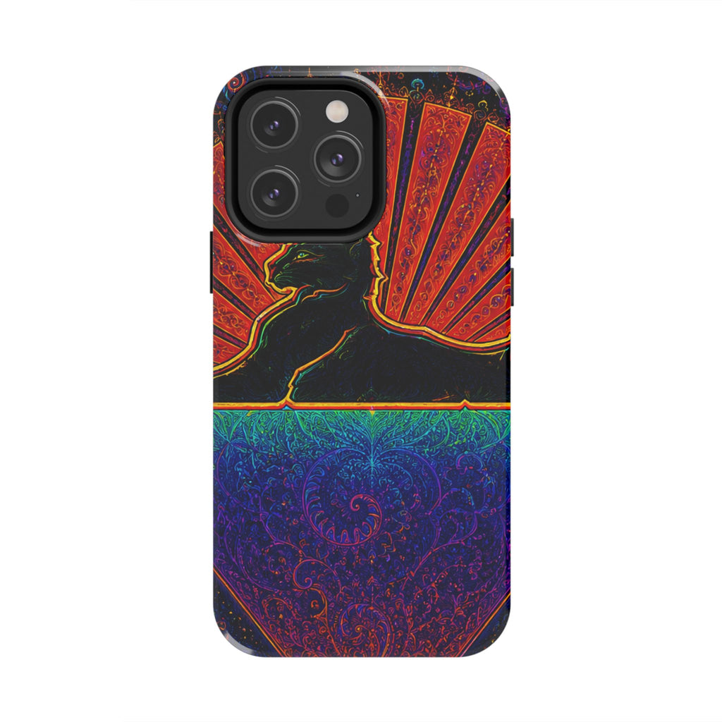Grateful Dead Cat Sunset Phone Case | Psychedelic Skull, Rainbow Landscape