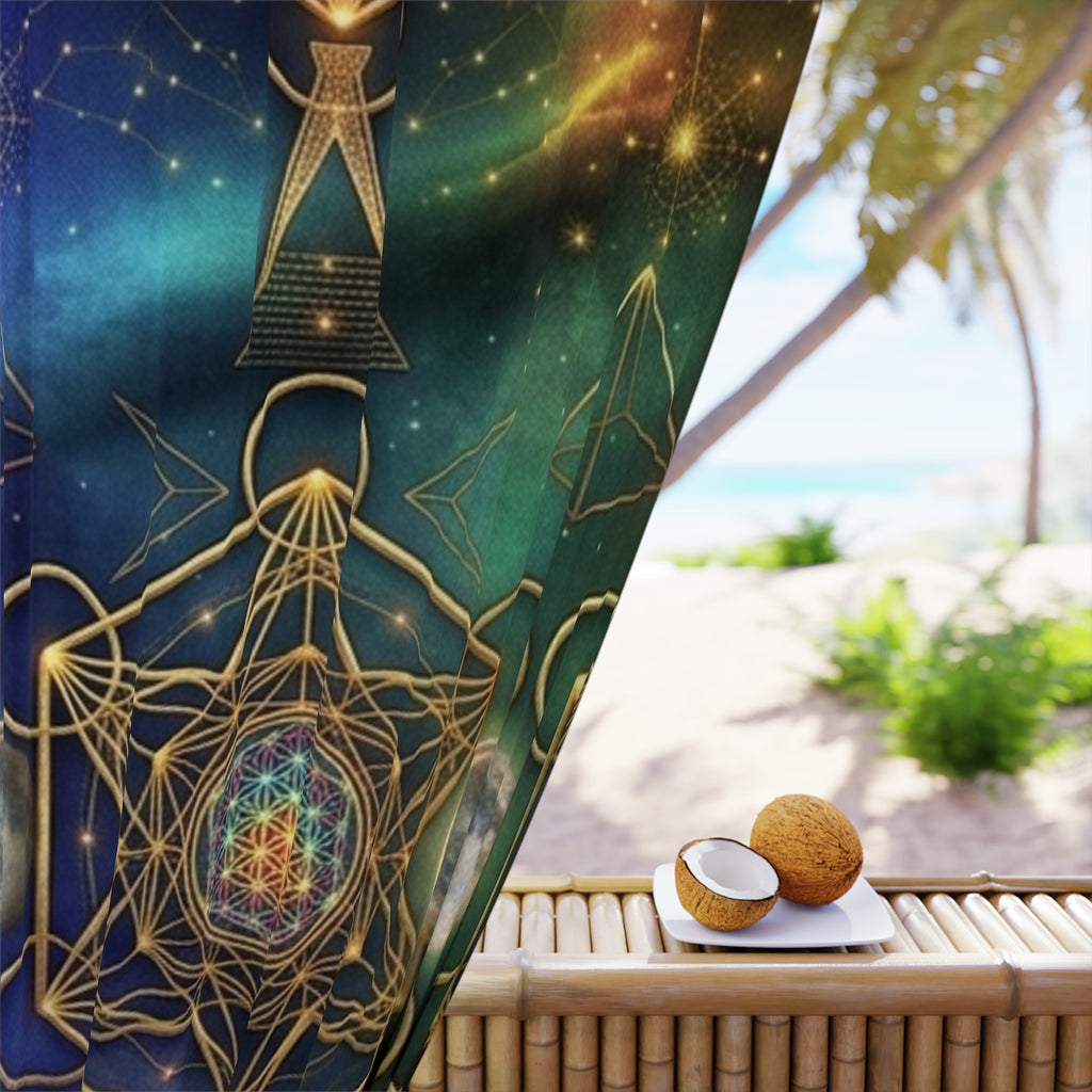 Sacred Geometry Crystal Mandala Window Curtains | Spiritual Boho Decor