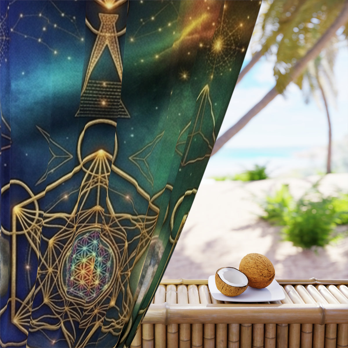 Sacred Geometry Crystal Mandala Window Curtains | Spiritual Boho Decor