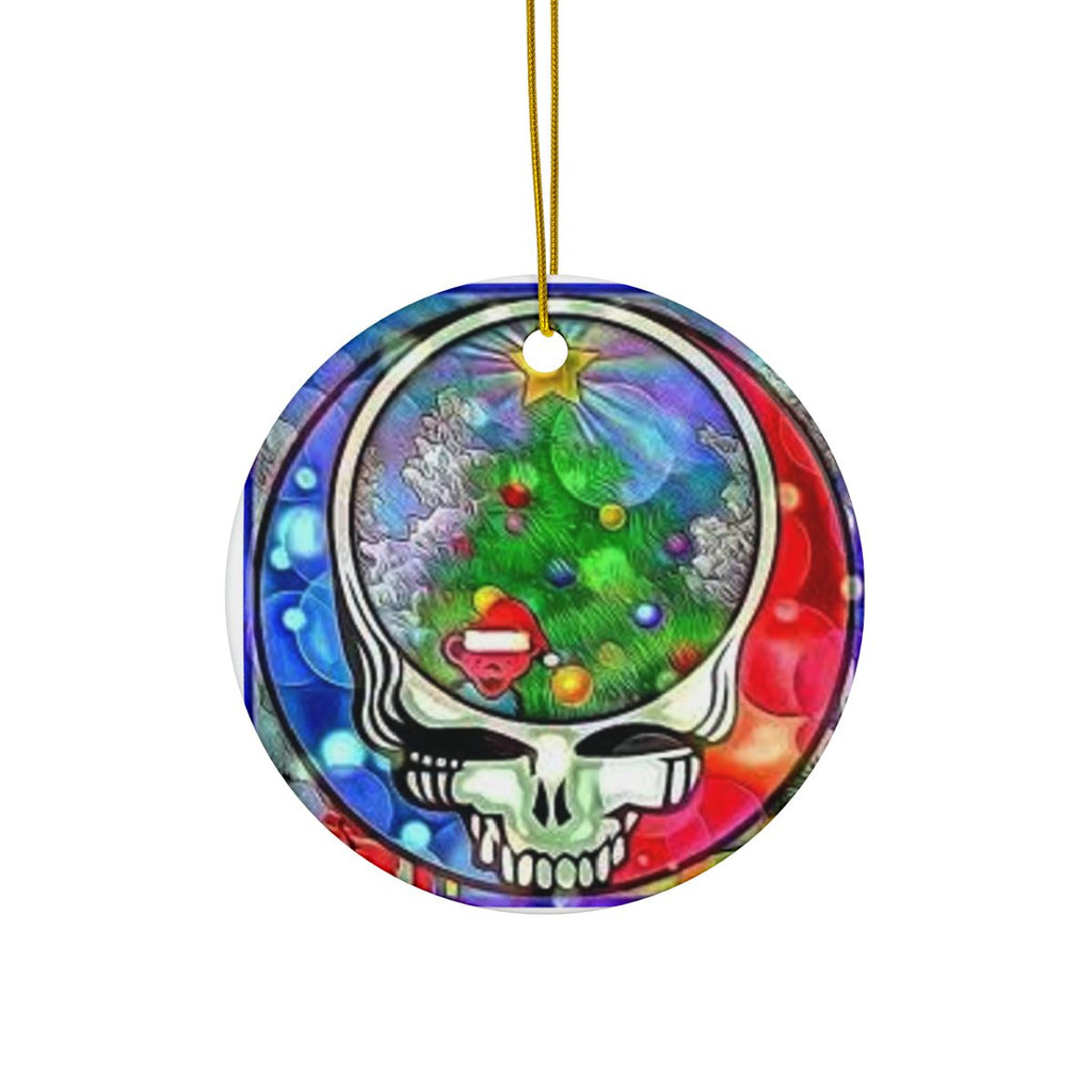 Deadhead Christmas Ceramic Ornaments (1pc, 3pcs, 5pcs, 10pcs), Gift for a Deadhead, Hippie Style, boho xmas decor